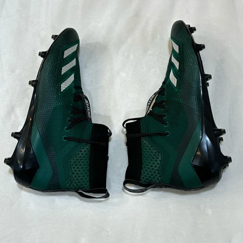 Adidas Adizero 8.0 Mid Football Cleats Dark Green White F35195 Men’s Size 12.5